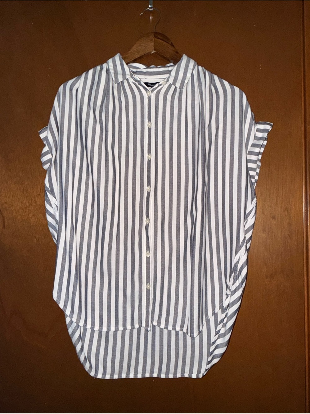 Madewell Striped Short Sleeve Blouse, Size Small